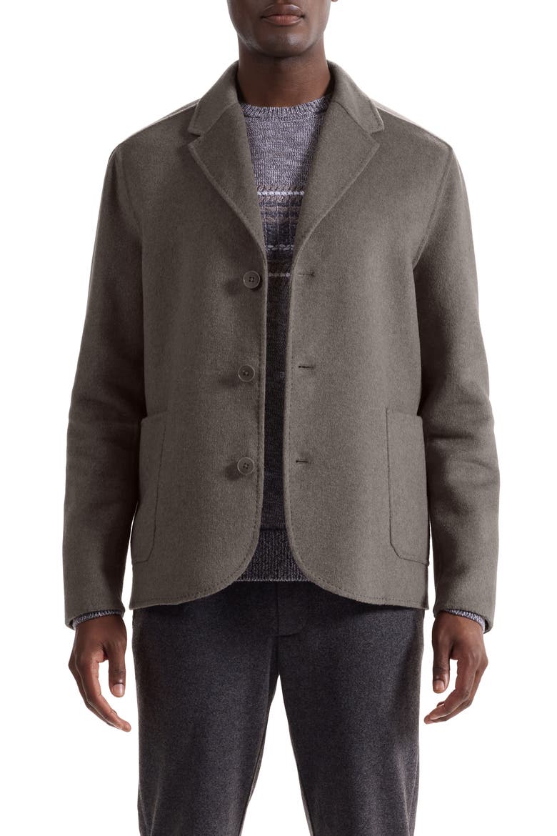 Felted Wool Blend Three Button Blazer, Main, color, WALNUT