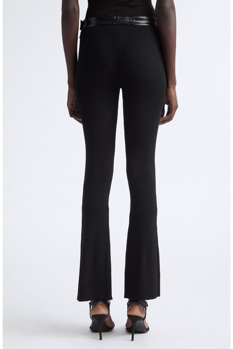 Vinyl Trim Rib Flare Pants, Alternate, color, BLACK