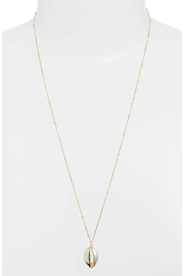 Argento Vivo Shell Pendant Necklace, Main, color, GOLD