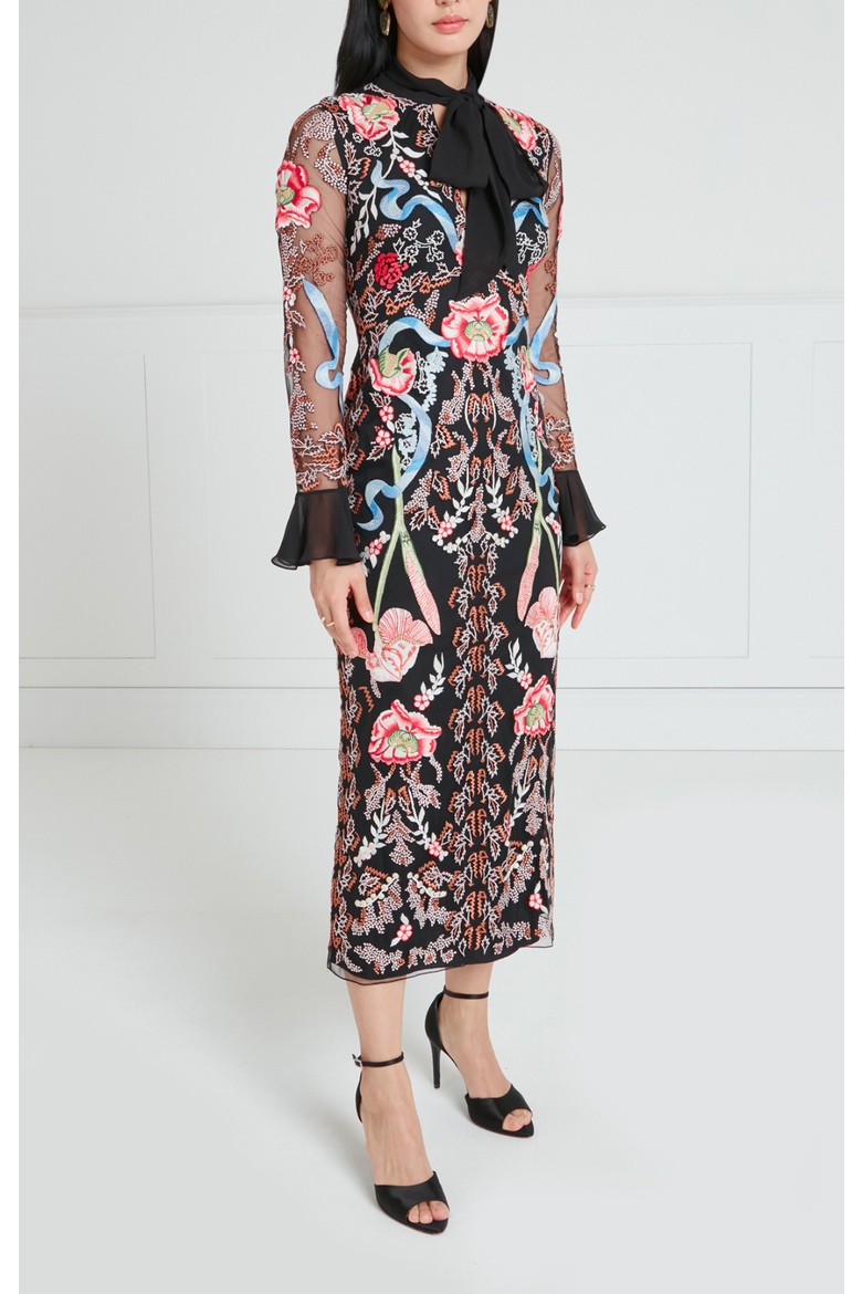 Bilbao Tie Dress, Alternate, color, Black