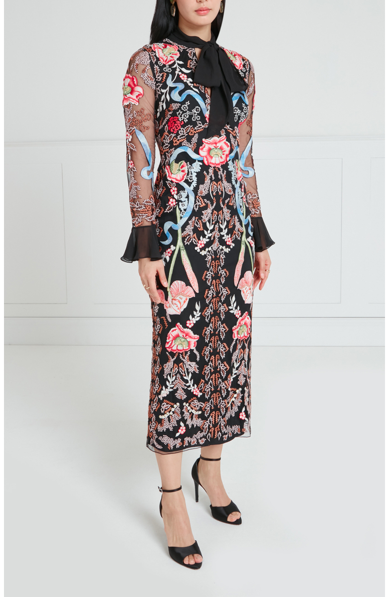 Temperley London Bilbao Tie Dress, Alternate, color, Black