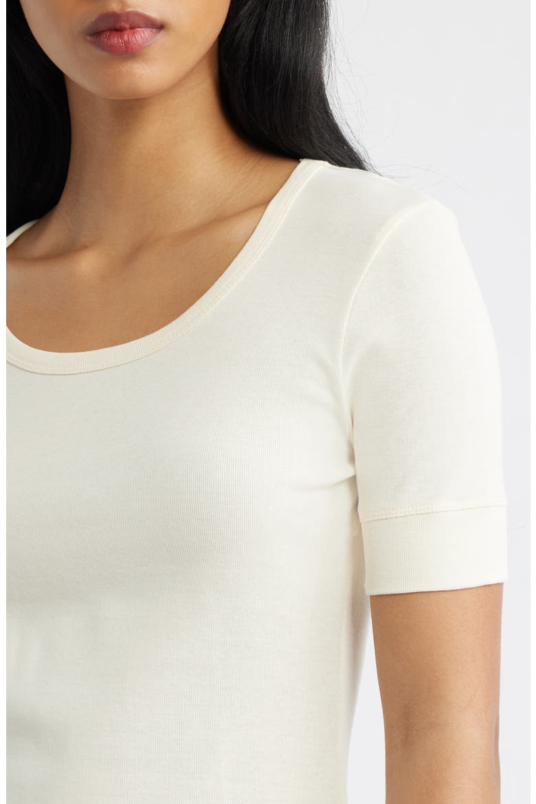 Camiseta Louise Semisheer Cotton Rib T-Shirt, Alternate, color, OFF WHITE