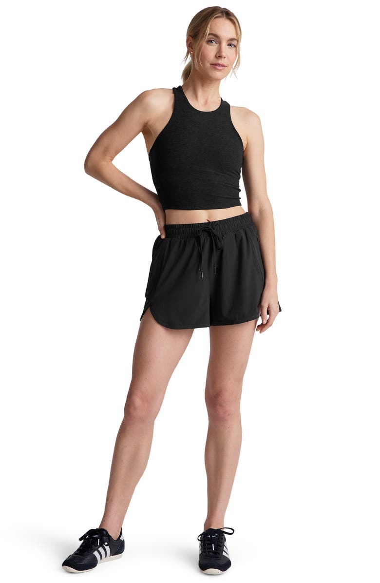 Beyond Yoga Tie Waist Course Shorts, Alternate, color, True Black