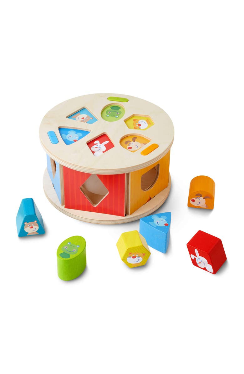 HABA Favorite Animals Wooden Shape Sorting Puzzle Box with 5 Colorful Shapes - Ages 12 Months +, Main, color, Multi