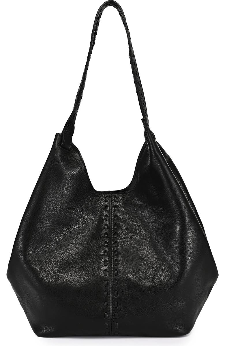 OLD TREND Magnolia Genuine Leather Handwoven Convertible Tote, Alternate, color, Black