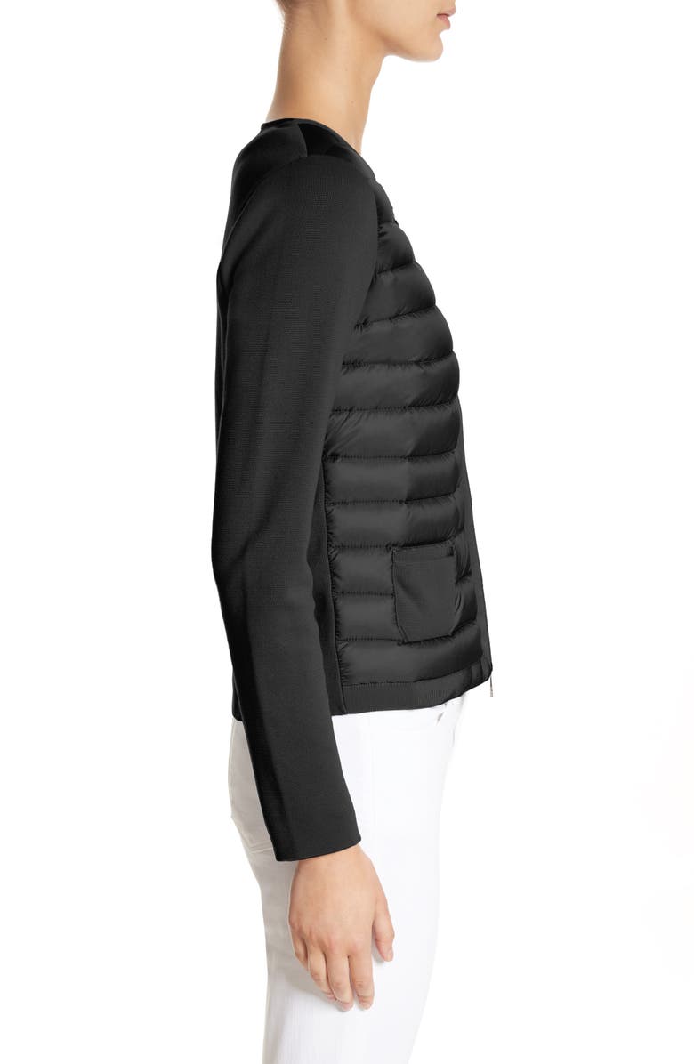 Moncler Maglia Quilted Down Front Tricot Cardigan, Alternate, color, 