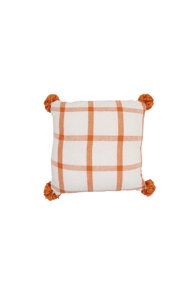 Harvest Pumpkin Hooked Throw Pillow 12" x 12", Alternate, color, Orange