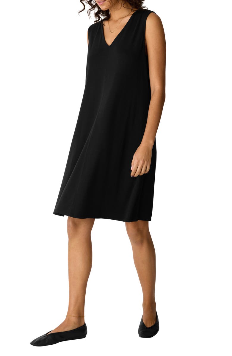 Eileen Fisher Sleeveless Jersey Shift Dress, Alternate, color, Black