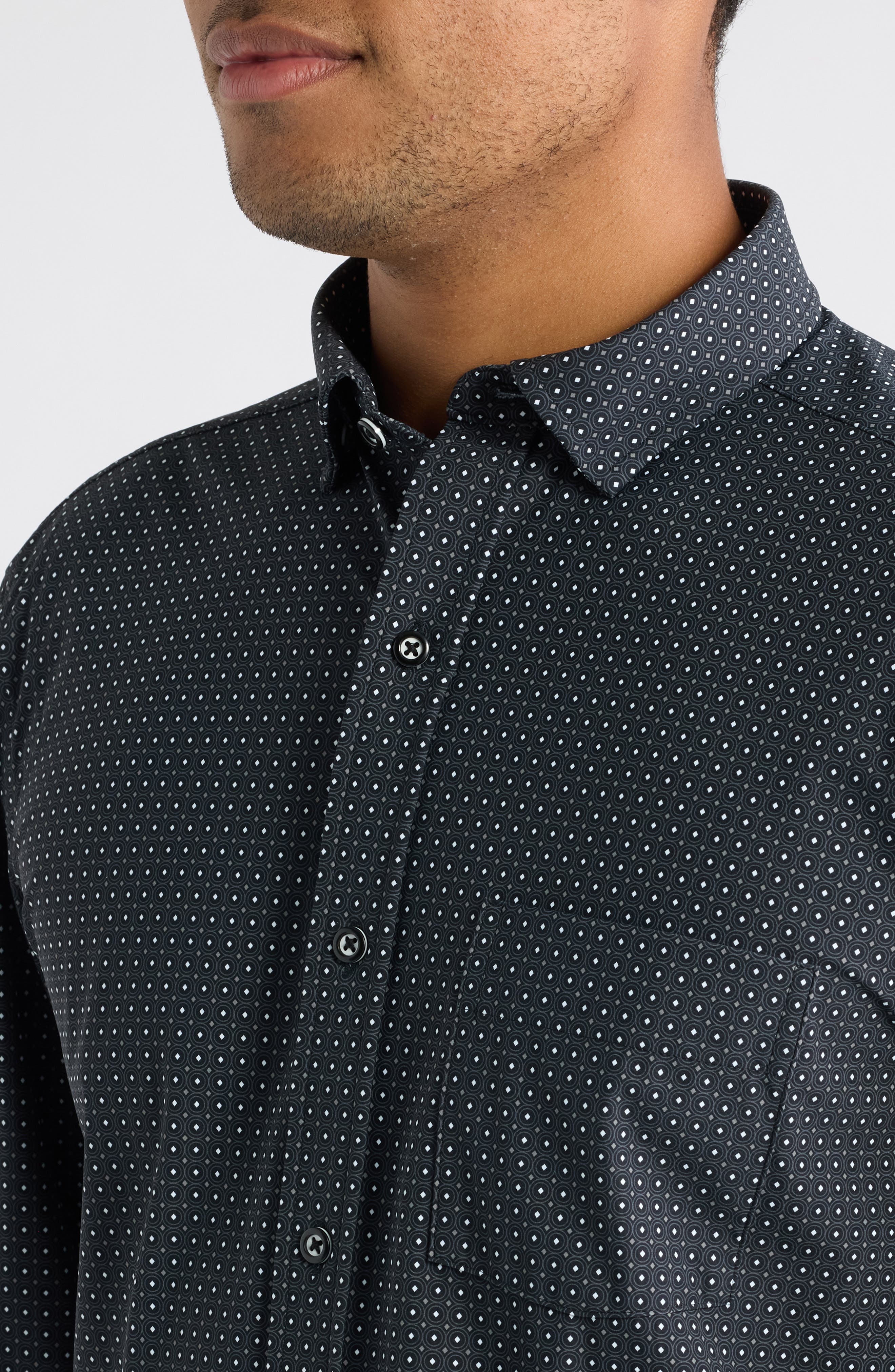 Johnston & Murphy XC+™ Motion Microdot Knit Button-Up Shirt (Men ...
