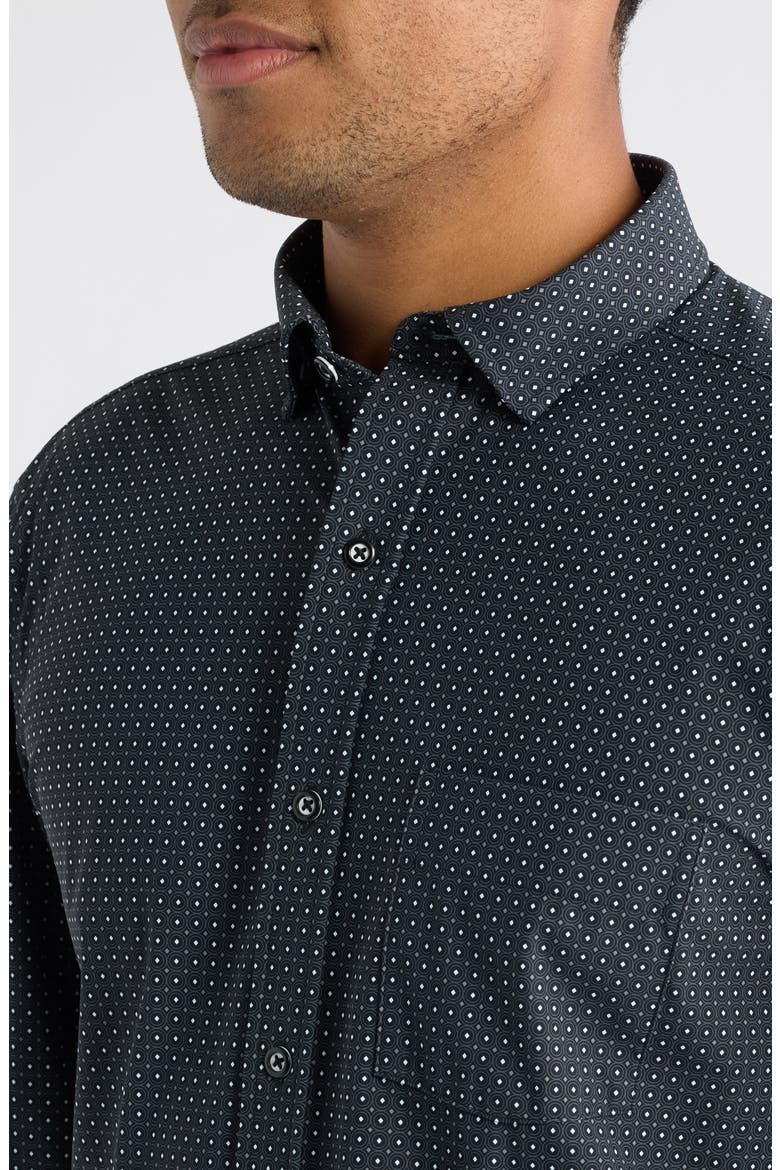 XC+™ Motion Microdot Knit Button-Up Shirt, Alternate, color, BLACK CIRCLE DIAMOND PRINT
