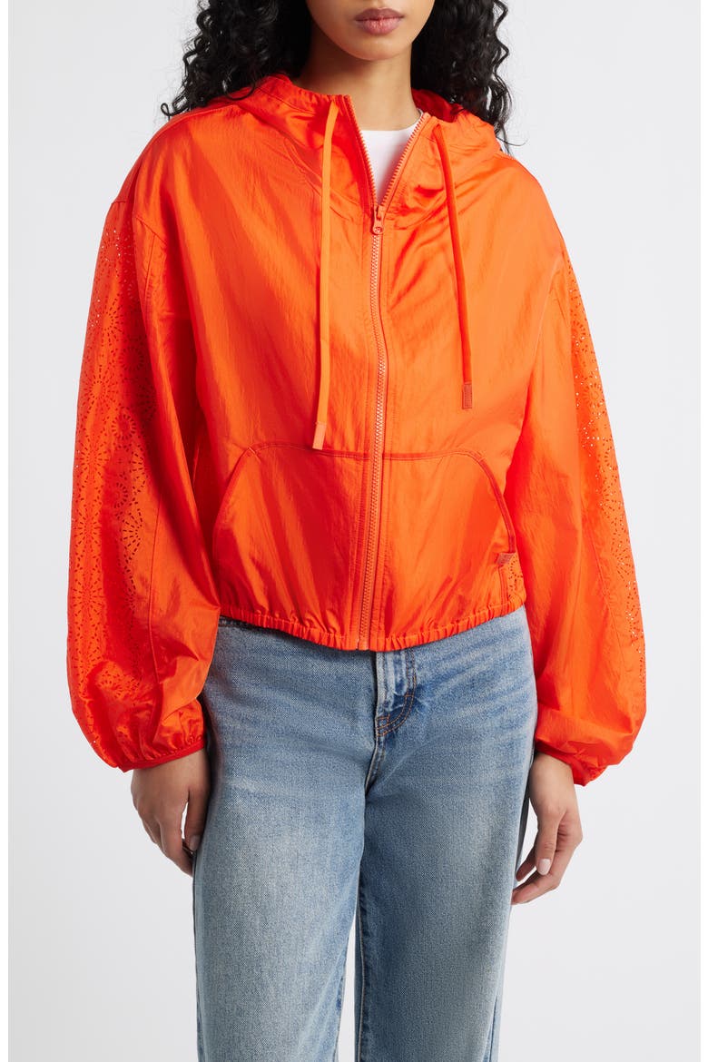 Chiara Hooded Nylon Jacket, Main, color, LOBSTER