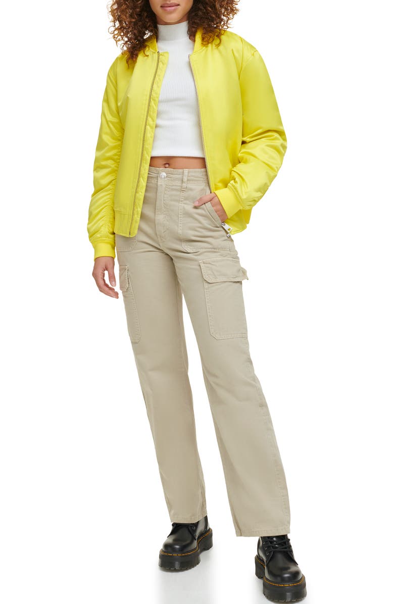 Levi's Oversize Bomber Jacket, Main, color, Yellow Green Sheen