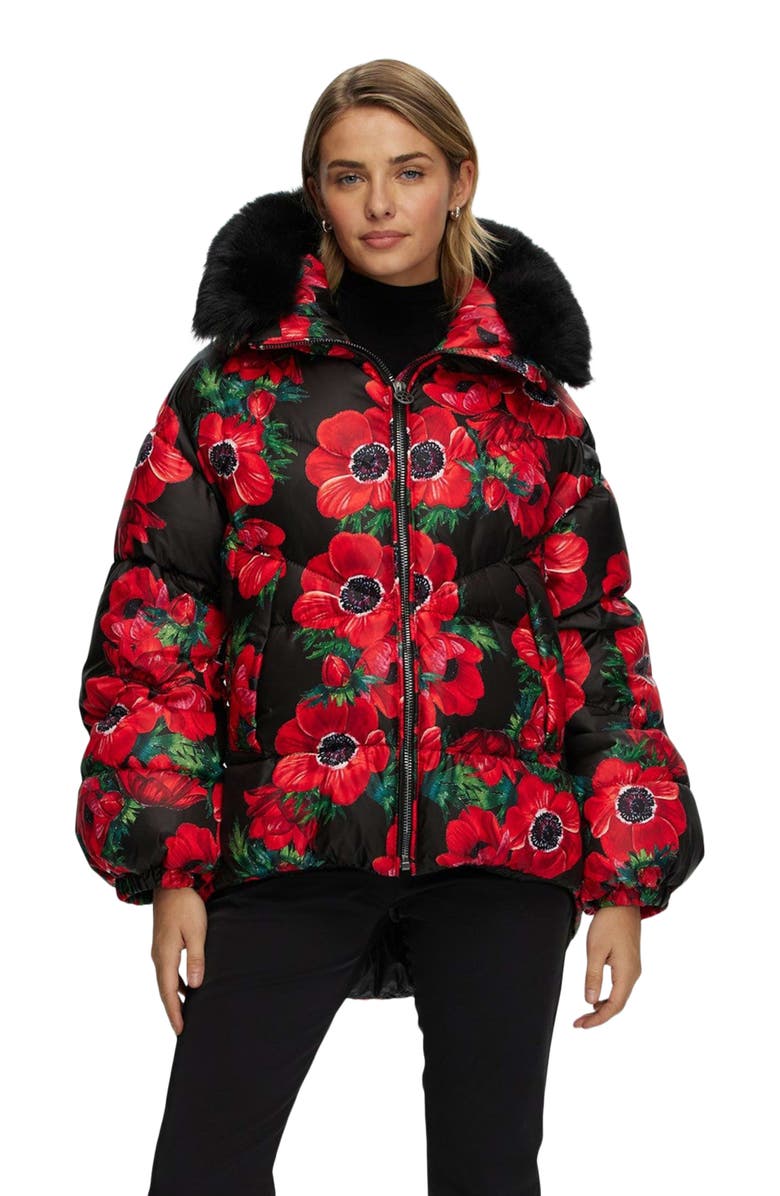 GORSKI Apres-Ski High-Low Jacket With Detachable Hood Trim, Main, color, 