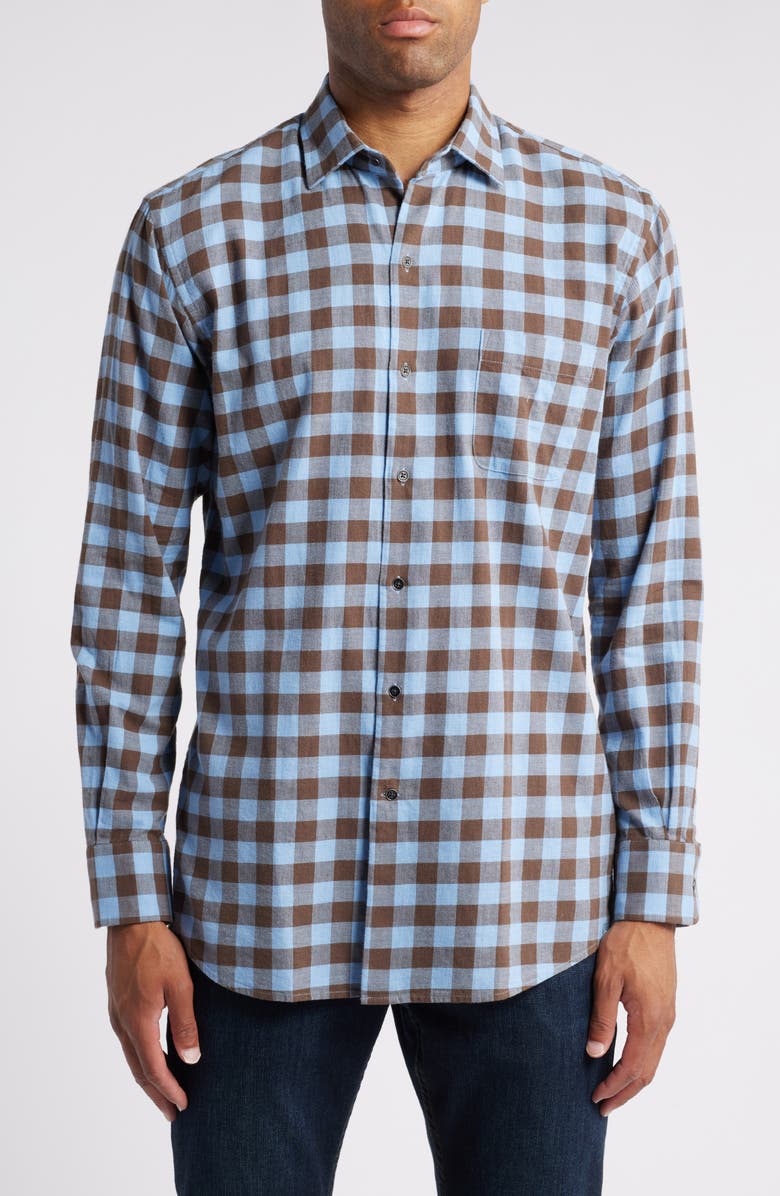 Peter Millar Delta Plaid Button-Up Shirt, Main, color, 