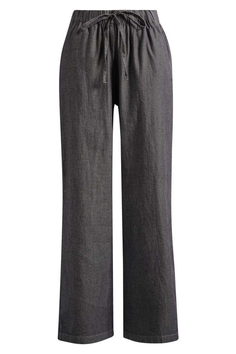 Organic Cotton Twill Straight Leg Drawstring Pants, Alternate, color, BLACK