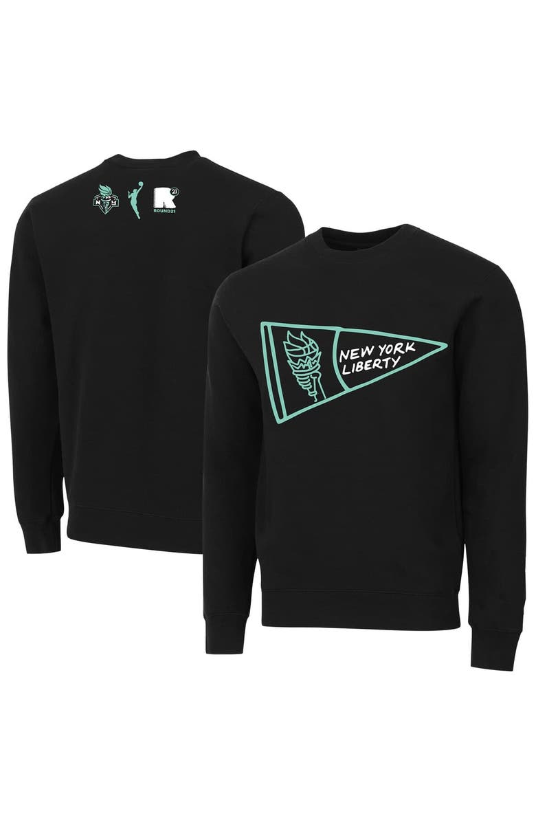 round21 Unisex round21 Black New York Liberty Pennant Crewneck Pullover Sweatshirt, Main, color, Black