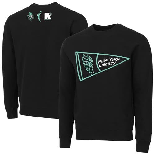 Round21 Men's And Women's Black New York Liberty Pennant Crewneck Pullover Sweatshirt In Black