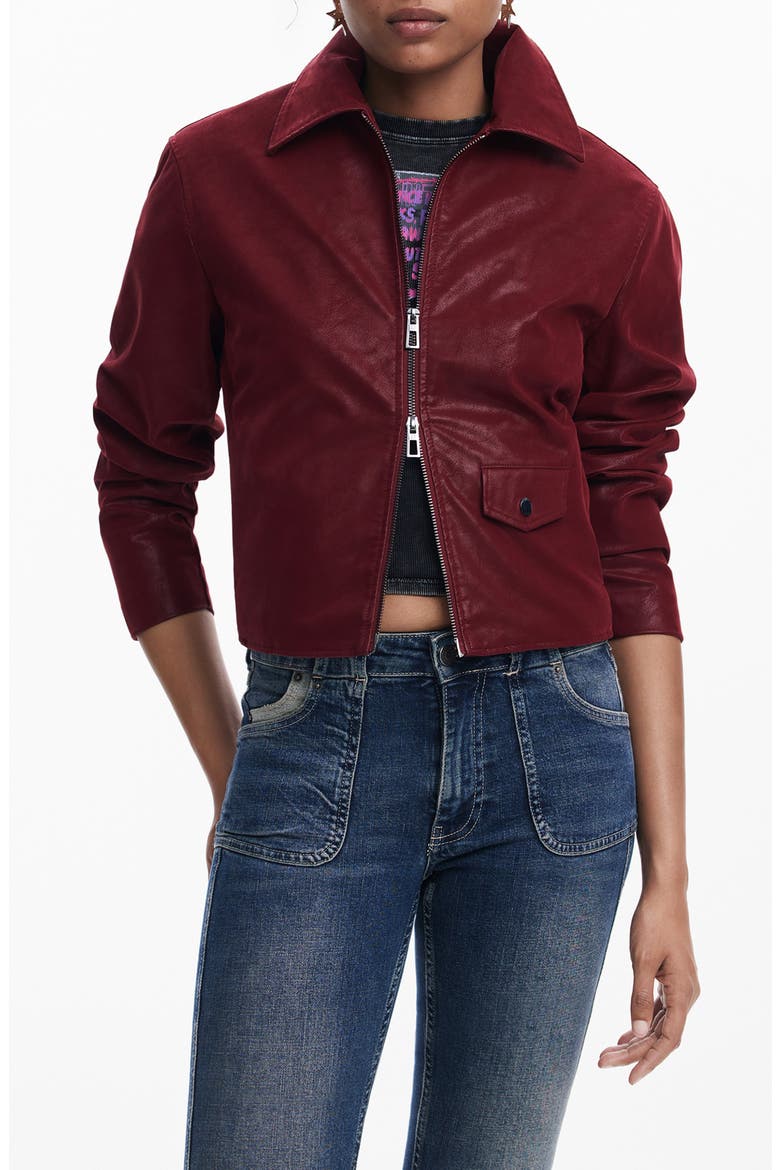 Lido Faux Leather Jacket, Main, color, MAROON