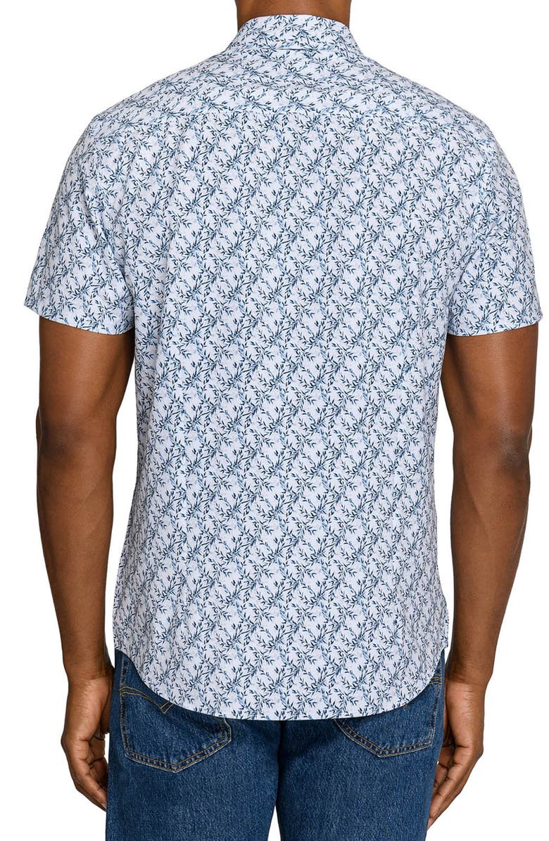 W.R.K Slim Fit Floral Short Sleeve Performance Button-Up Shirt, Alternate, color, White/ Navy