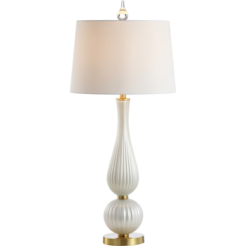 Jonathan Y Gillian 33.7" Glass Led Table Lamp, White In White
