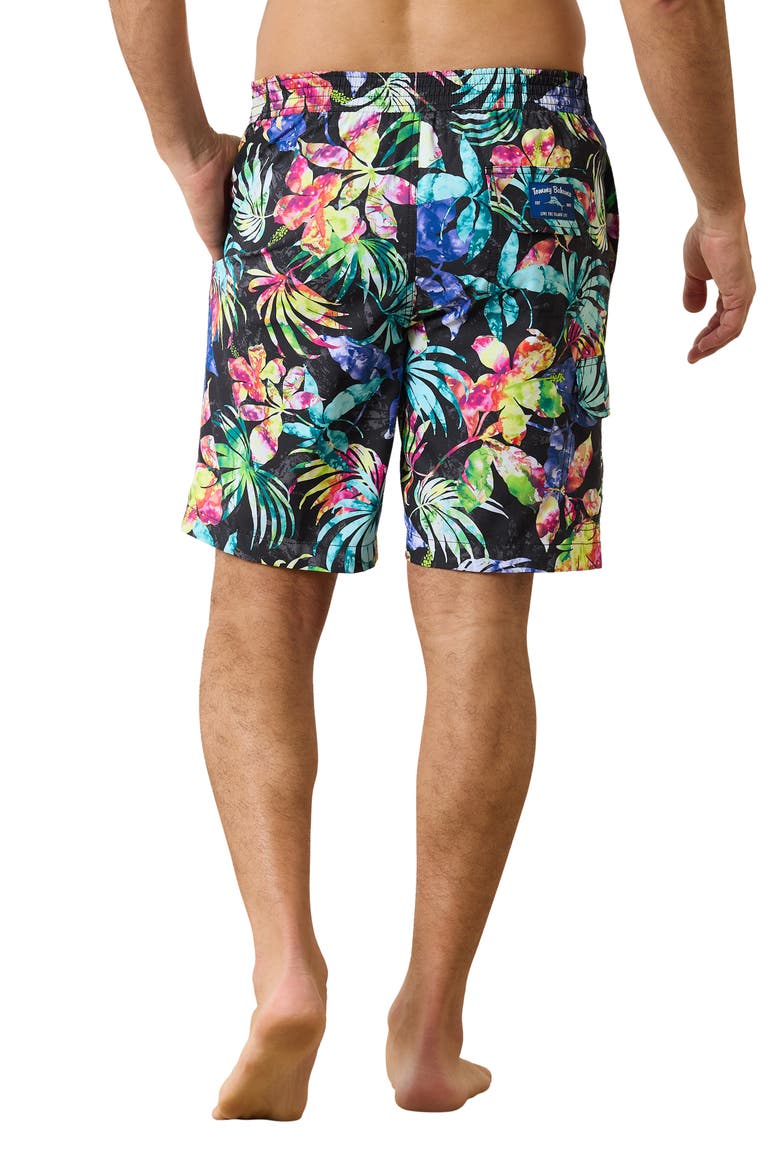 Baja Hasta La Fuego Floral Swim Trunks, Alternate, color, BLACK