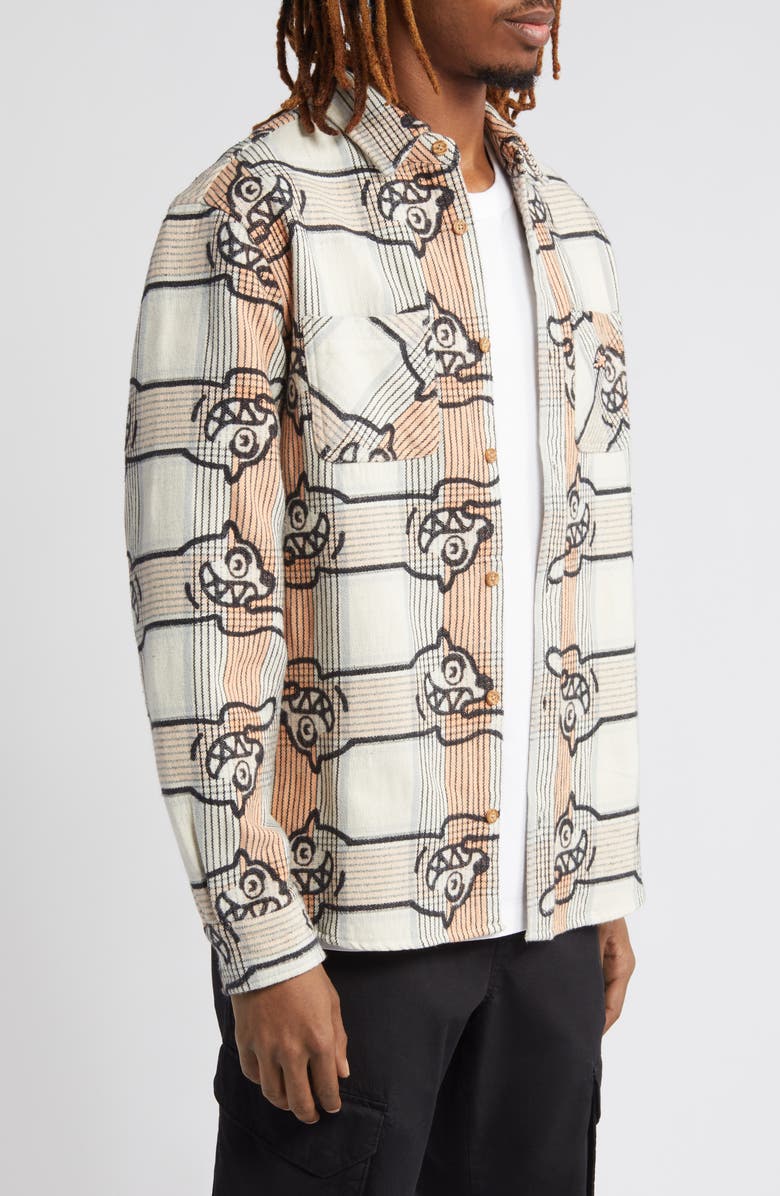 ICECREAM Duke Embroidered Plaid Button-Up Shirt, Alternate, color,