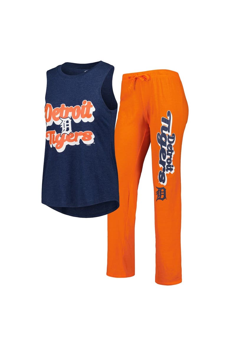 Women's Concepts Sport Orange/Navy Detroit Tigers Wordmark Meter Muscle Tank Top & Pants Sleep Set, Main, color, Orange