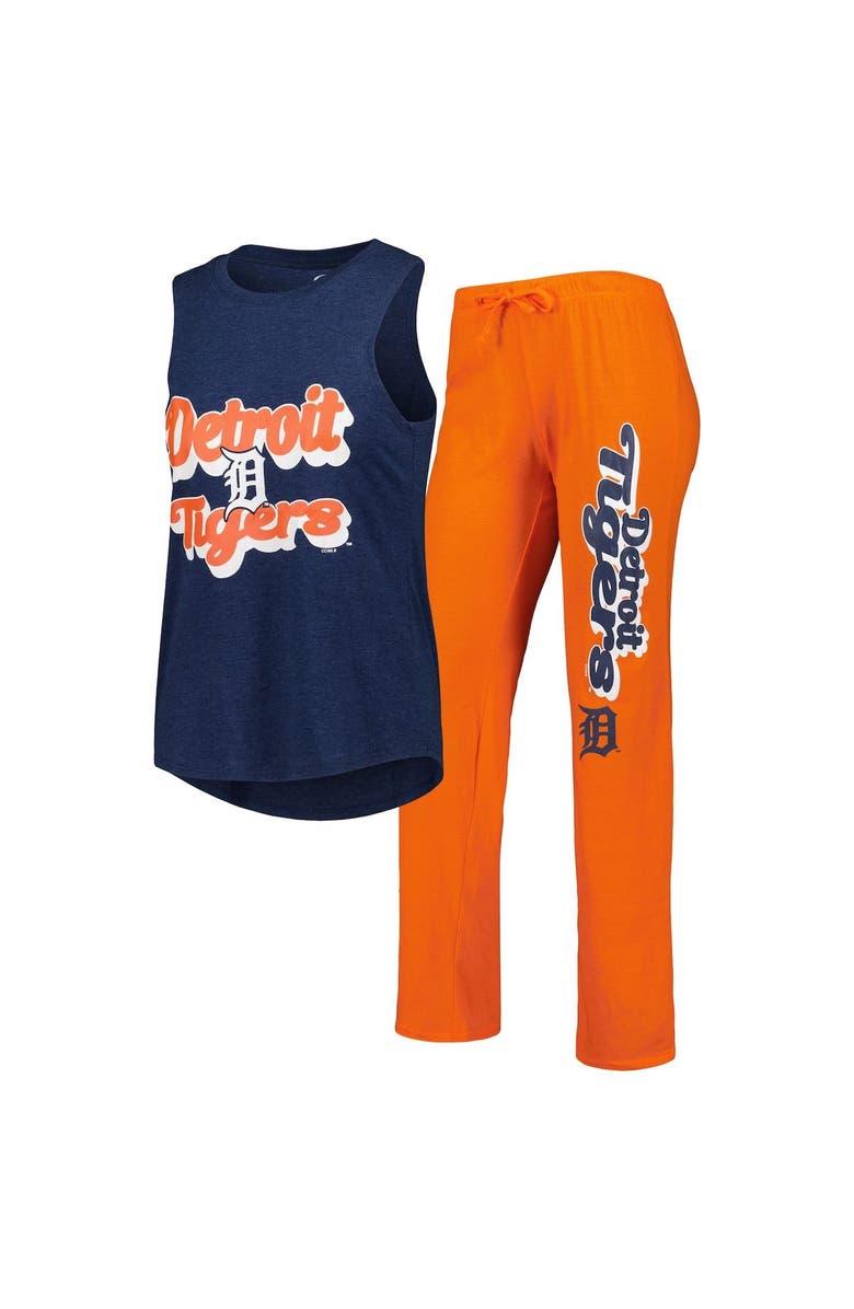 CONCEPTS SPORT Women's Concepts Sport Orange/Navy Detroit Tigers Wordmark Meter Muscle Tank Top & Pants Sleep Set, Main, color, Orange
