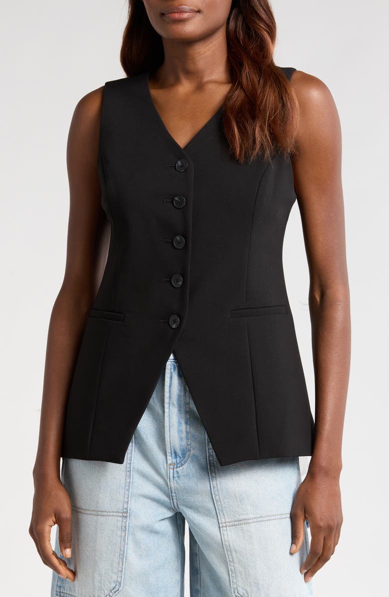 Pistola Lila Button Front Vest, Main, color, Black