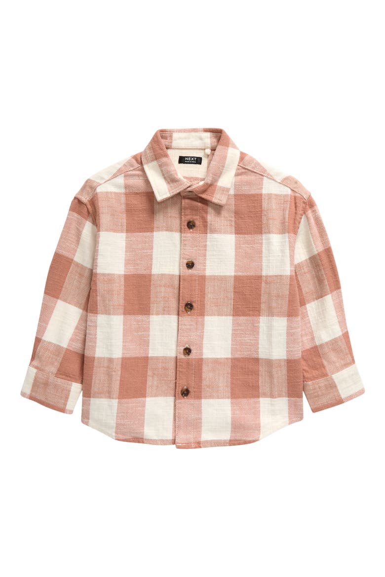 Kids' Buffalo Check Flannel Button-Up Shirt, Main, color, BROWN