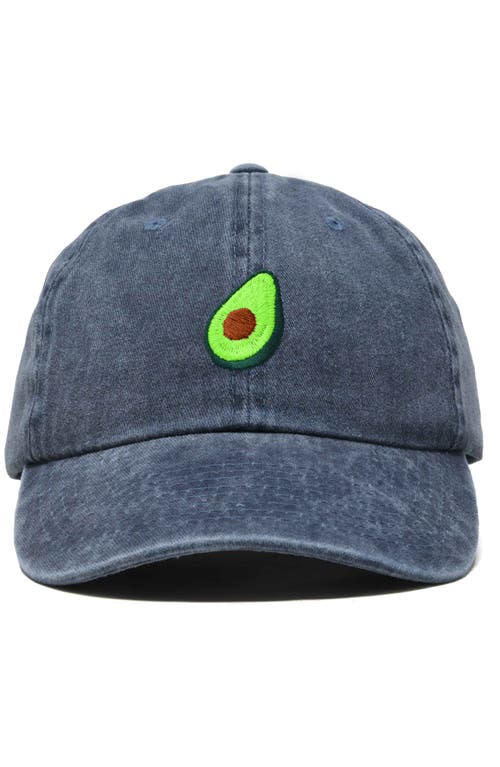 Dalix Avocado Embroidered Food Hat In Washed Navy Blue
