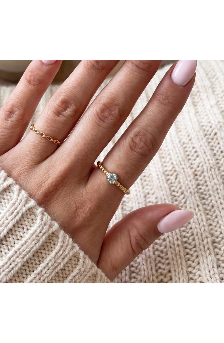 The Lovery Fine Jewelry Gold Beaded Aquamarine Ring, Alternate, color, Aquamarine