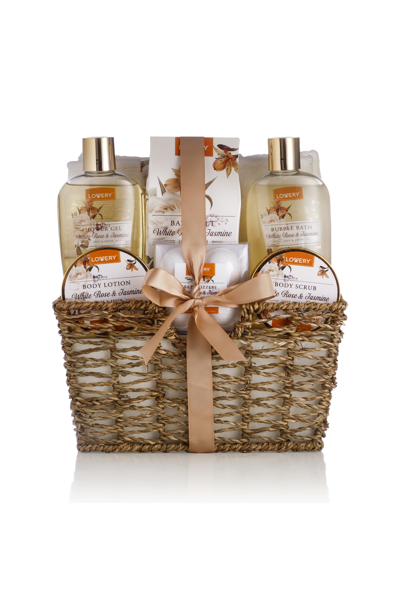 Lovery Home Spa Gift Basket - Luxury 11 pc Bath & Body Gift Set, Main, color, White Rose & Jasmine