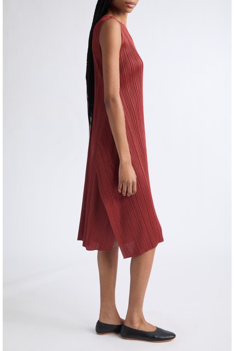 Monthly Colors September Pleated Sleeveless Midi Dress, Alternate, color, RED BROWN