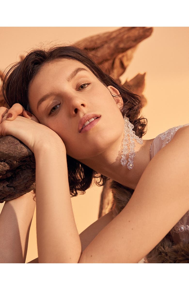 Simone Rocha Tinsel Embroidered Button Front Chiffon Dress, Alternate, color, 