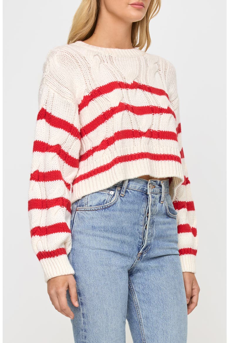 Kensley Cable Knit Cropped Sweater, Alternate, color, CREAM/ FLAME