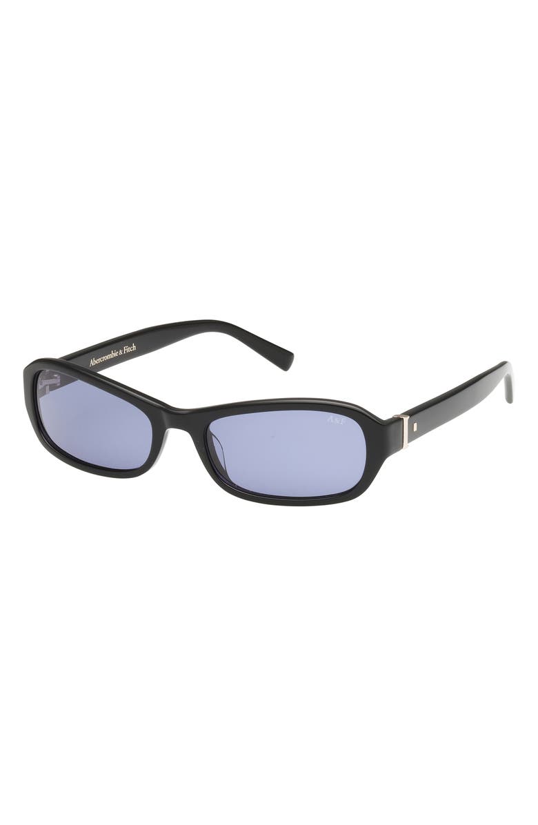 ABERCROMBIE & FITCH 55mm Rectangular Sunglasses, Alternate, color, Shiny Black / Smoke Lens