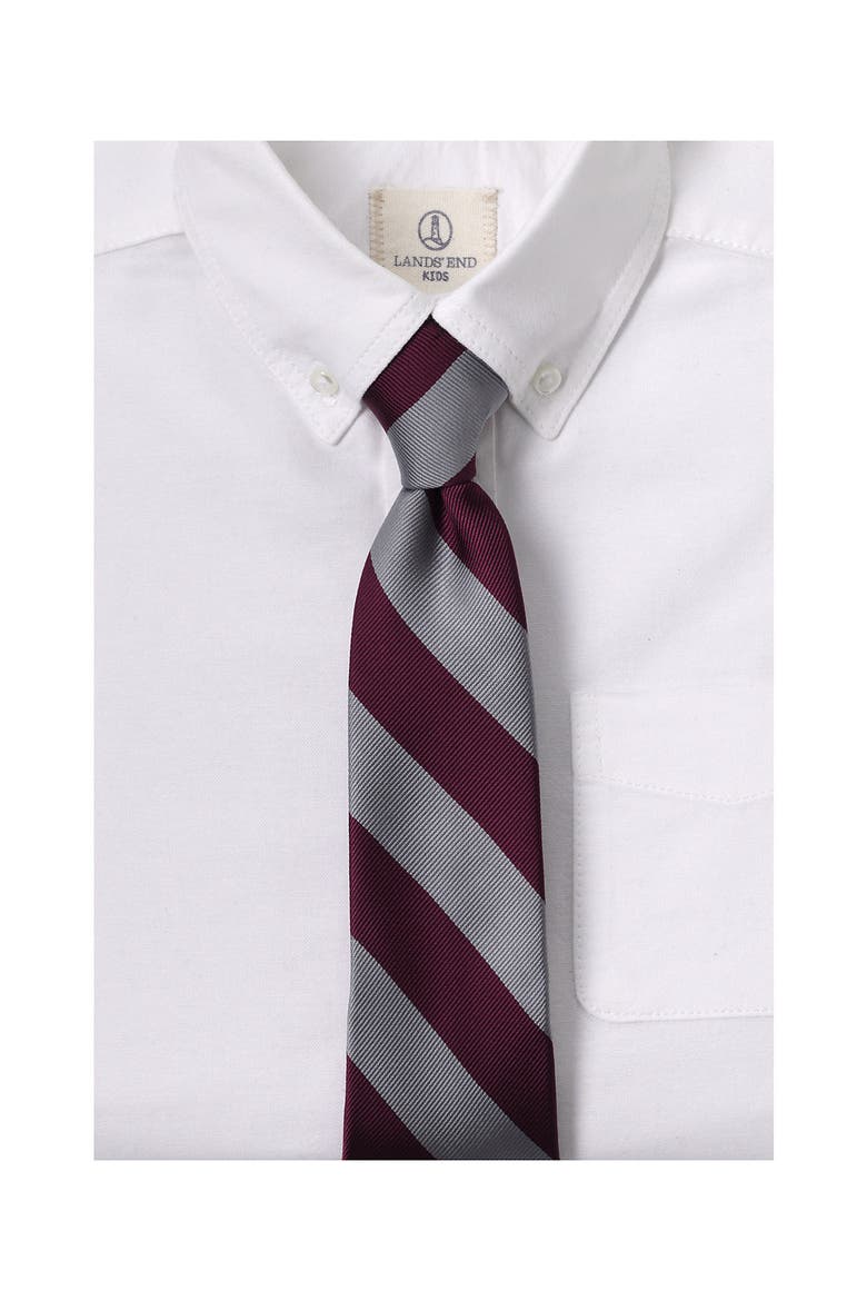 Kids Solid To Be Tied Tie, Alternate, color, Burgundy/Feather Gray Stripe