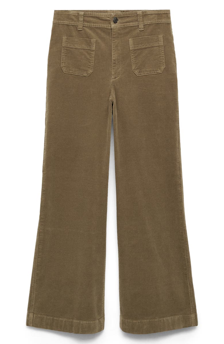 MANGO Catherin High Waist Crop Wide Leg Corduroy Culotte Pants, Alternate, color, Khaki
