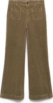 MANGO Catherin High Waist Crop Wide Leg Corduroy Culotte Pants