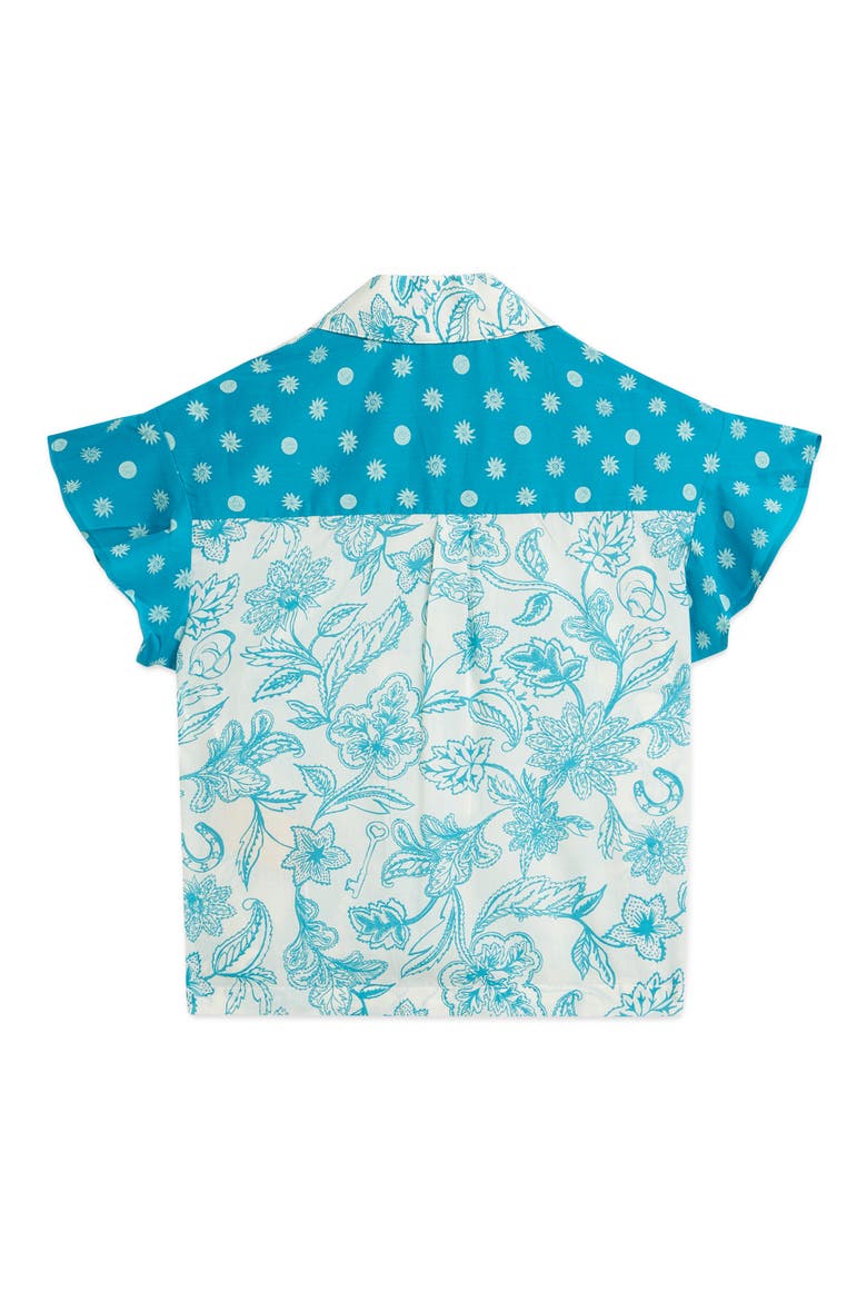 Kids' Mixed Print Short Sleeve Shirt, Alternate, color, LUCKY BANDANA EGGNOG