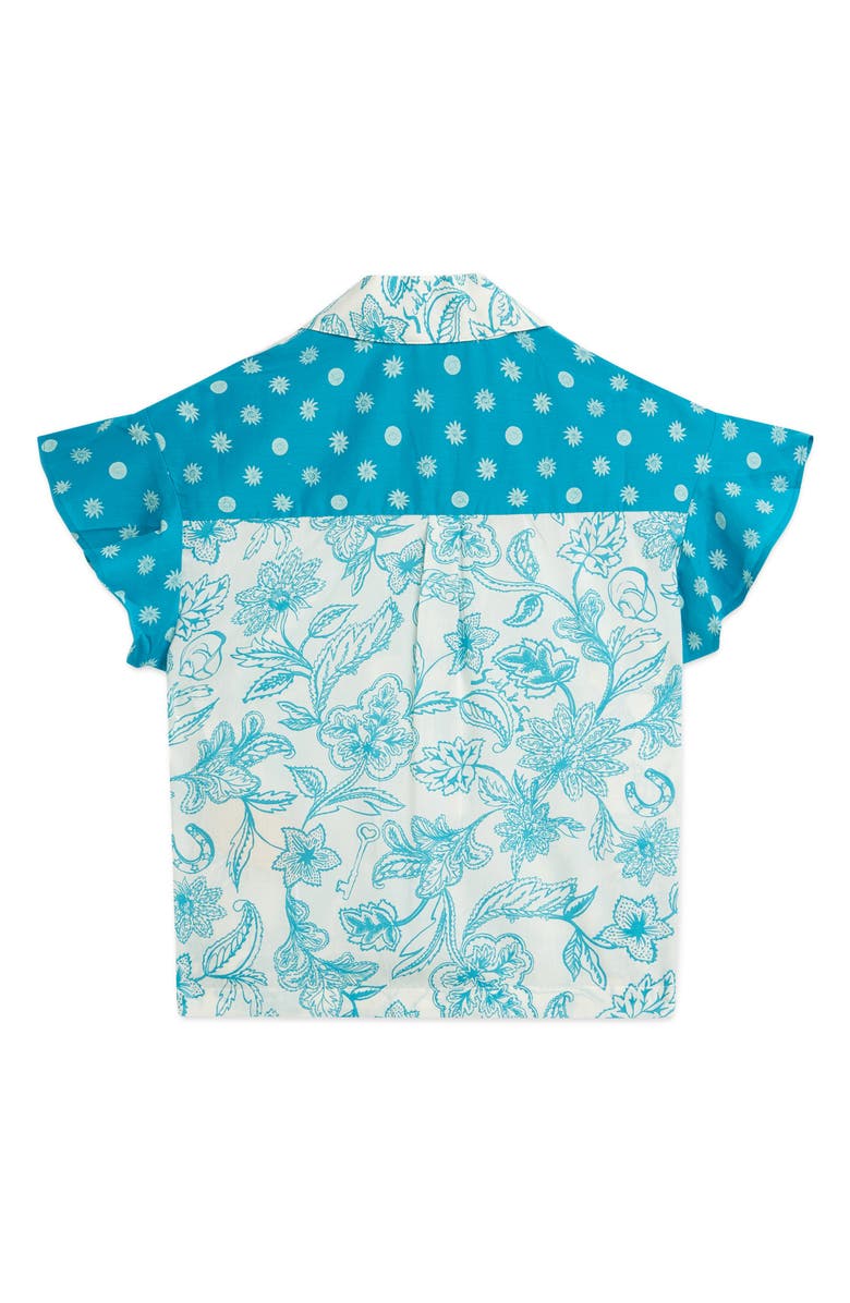 Scotch & Soda Kids' Mixed Print Short Sleeve Shirt, Alternate, color, Lucky Bandana Eggnog