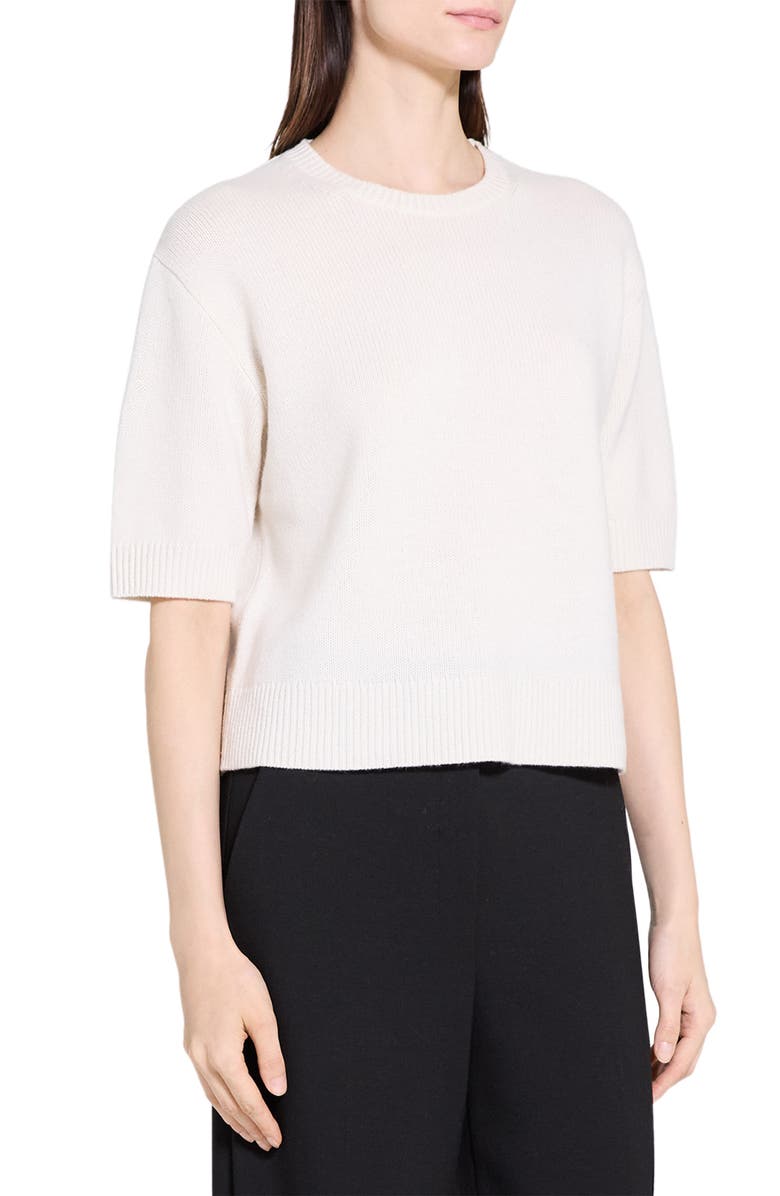 Theory Short Sleeve Cashmere Sweater, Alternate, color, Ivory