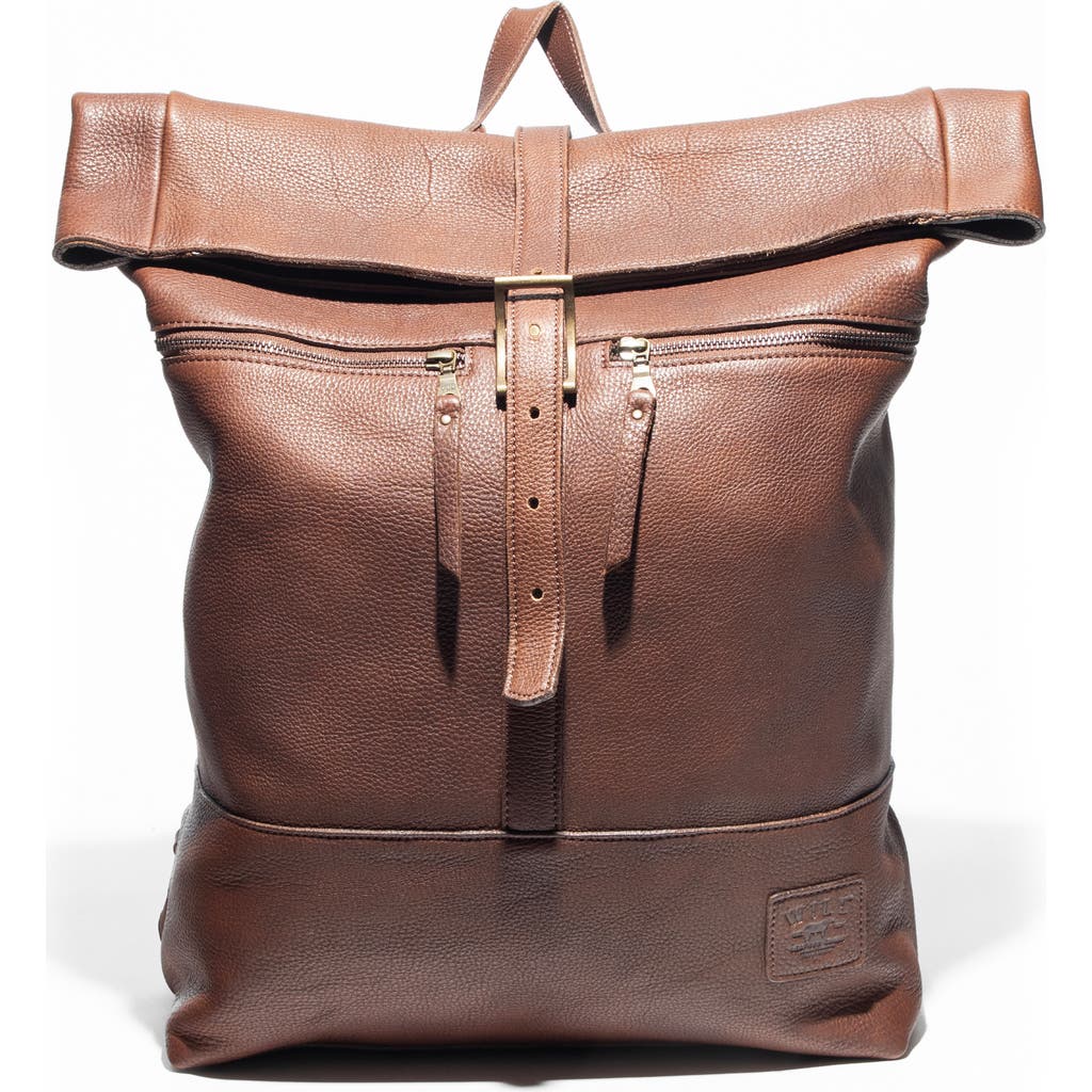 Will Leather Goods Roll Top Backpack In Brown