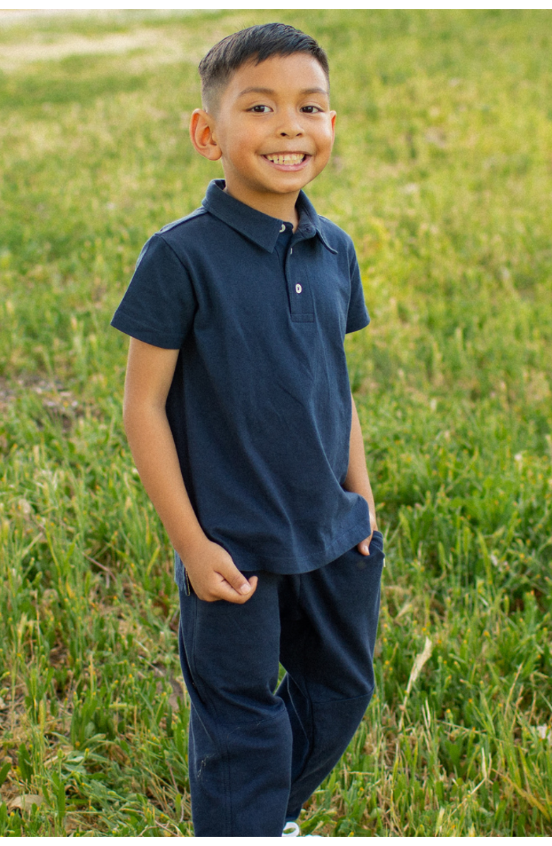 Jackalo Kids' Organic Cotton Jersey Alex Polo T-Shirt, Alternate, color, Navy