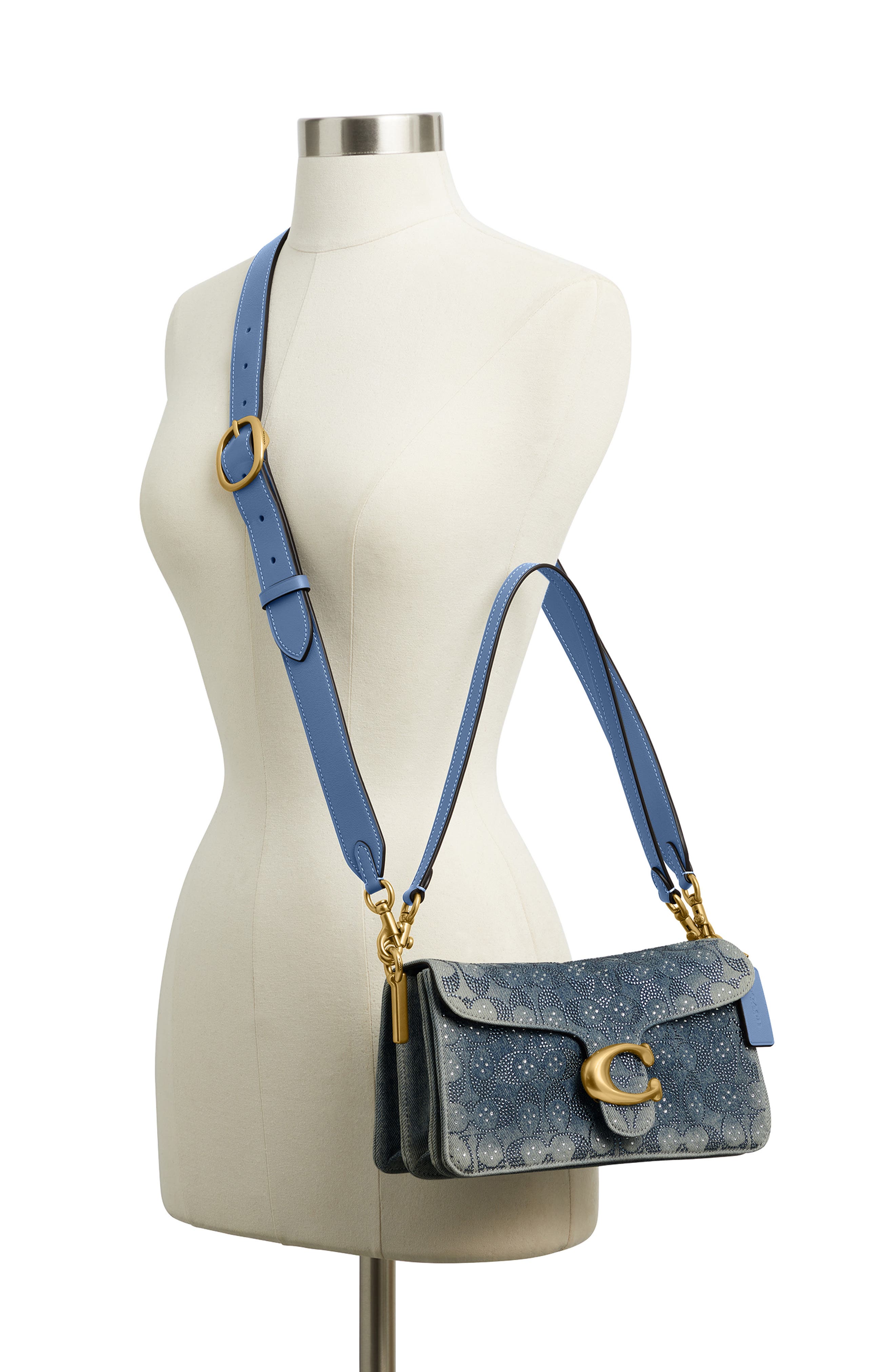 Soft Crystal Signature Denim Tabby 26 Shoulder Bag, Alternate, color, B4/ DENIM