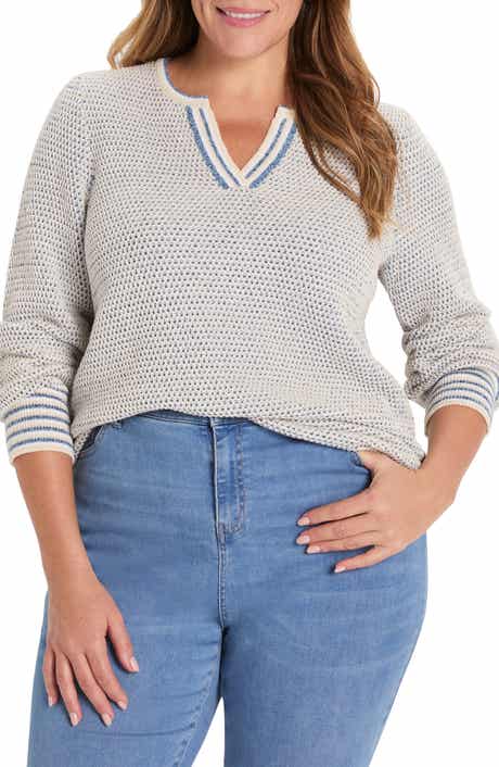 Textured Split Neck Sweater
