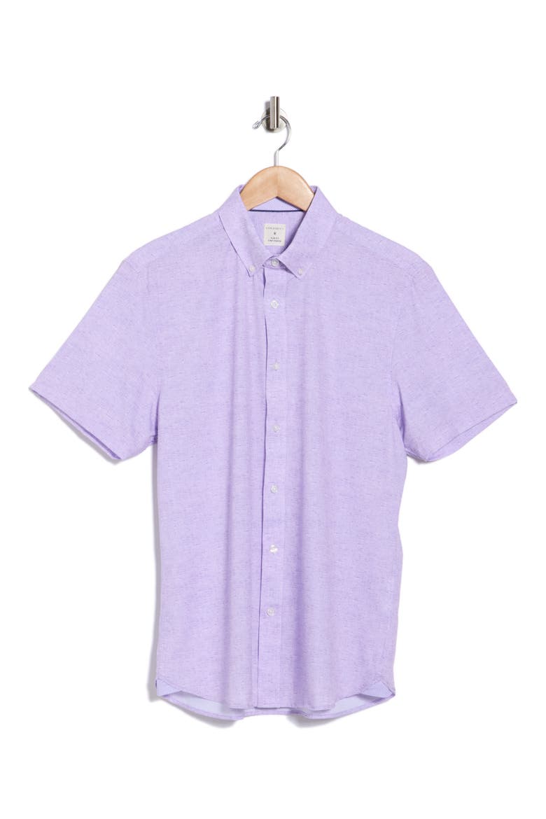 Short Sleeve Button-Down Shirt, Alternate, color, LAVENDER