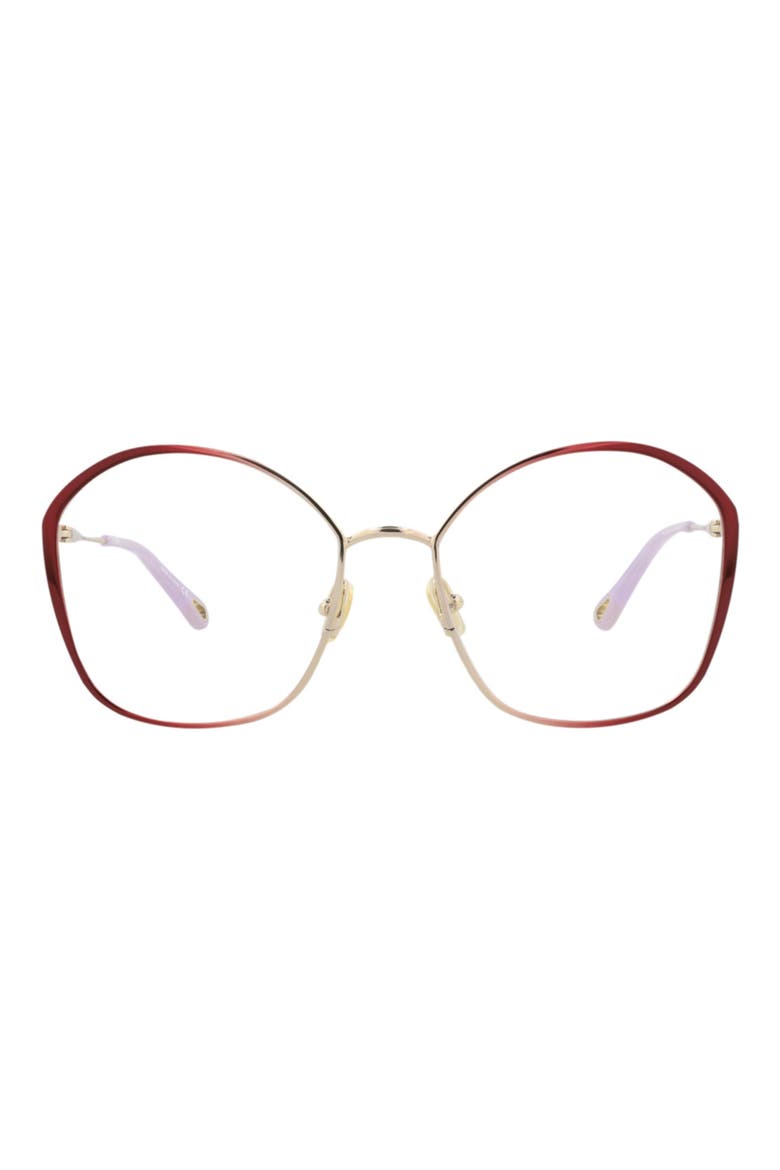 57mm Square Optical Glasses, Main, color, BURGUNDY BURGUNDY TRANSPARENT