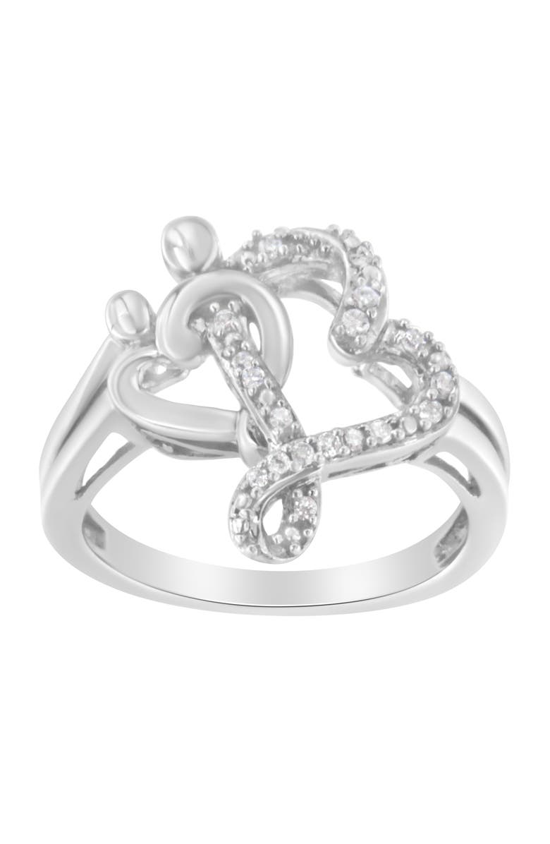 Haus of Brilliance .925 Sterling Silver 1/10 Cttw Diamond Heart and Music Note Ring, Alternate, color, Silver